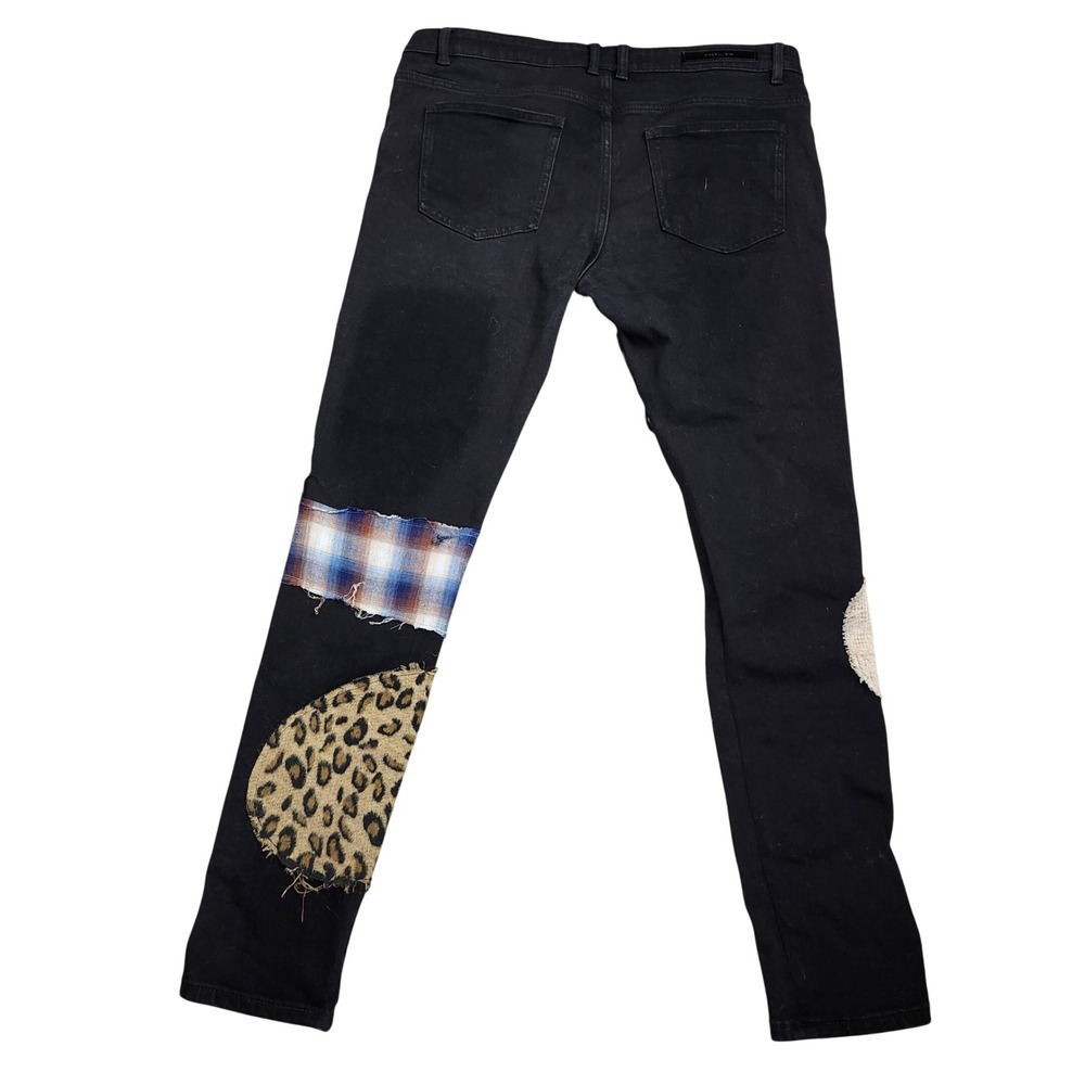 Embellish‎ Trey Black Cargo Patchwork Jeans Leopard Plaid Size 36 Streetwear - Picture 13 of 14